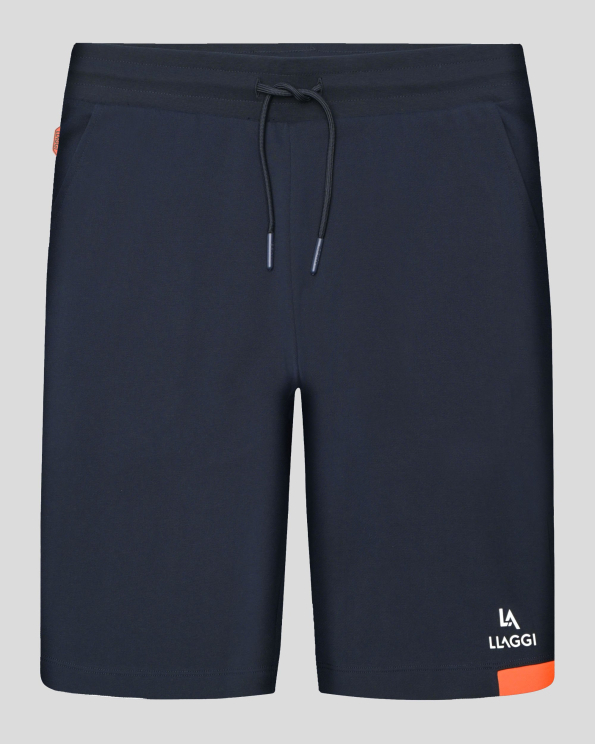 ТЪМНОСИНИ СПОРТНИ БЕРМУДИ С РЕГУЛИРАЩИ ВРЪЗКИ И КОНТРАСТЕН ЕЛЕМЕНТ