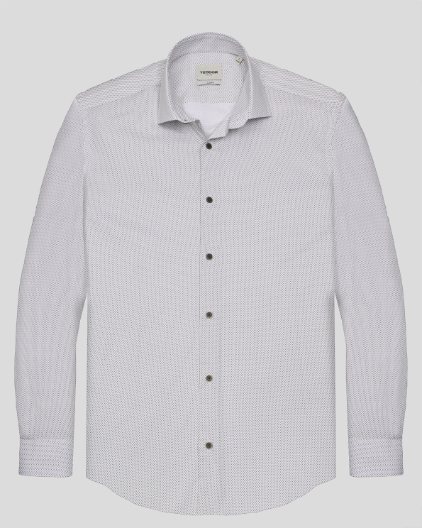 БЯЛА ВТАЛЕНА РИЗА В СИТЕН КОНТРАСТЕН ПРИНТ