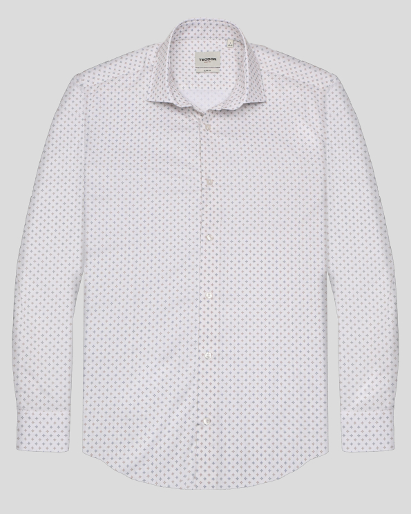 ПАМУЧНА РИЗА В КОНТРАСТЕН ПРИНТ В ЦВЯТ ЕКРЮ