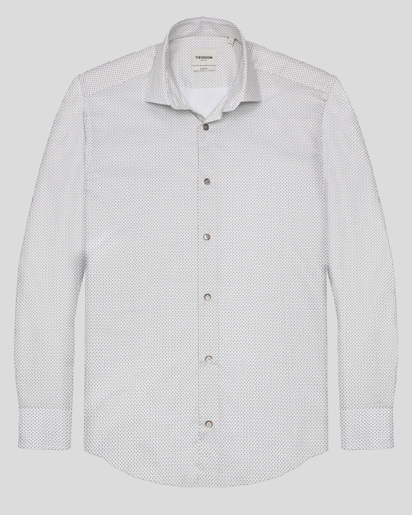 БЕЖОВА РИЗА В КОНТРАСТЕН ПРИНТ ВТАЛЕН СИЛУЕТ