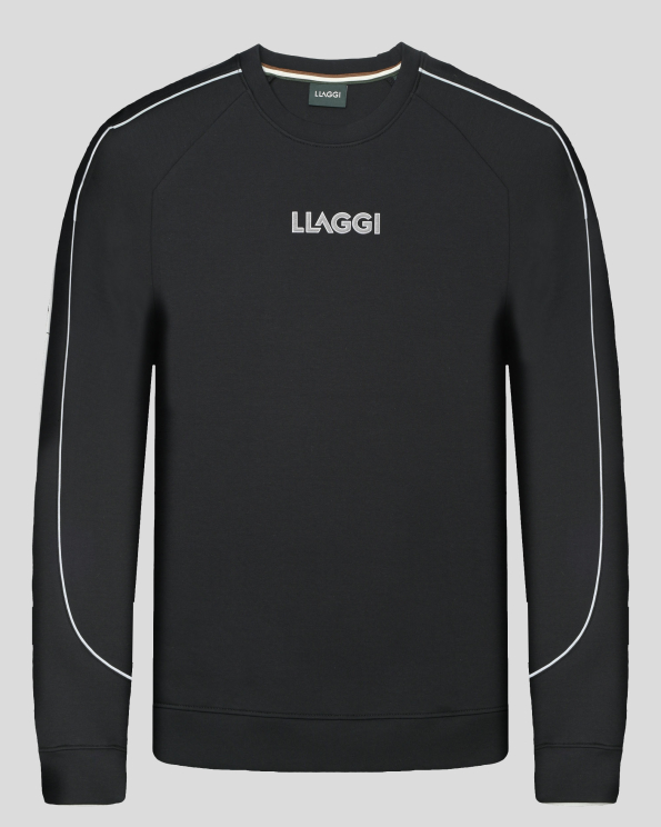 СУИТШЪРТ ТИП ХУДИ ОТ ПАМУК С ЕЛАСТАН И ГУМИРАНА ЛОГО ЕМБЛЕМА