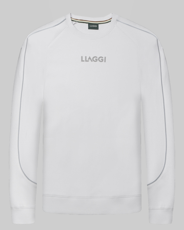 БЯЛ СУИТШЪРТ ТИП ХУДИ СЪС СВЕТЛООТРАЗИТЕЛНА ЛЕНТА 