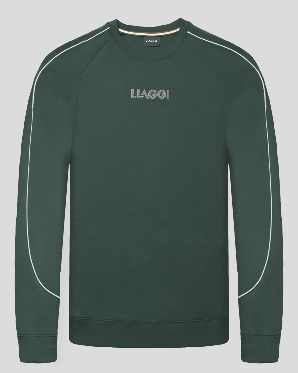 ЗЕЛЕН СУИТШЪРТ ТИП ХУДИ С ГУМИРАНО ЛОГО И СВЕТЛООТРАЗИТЕЛНА ЛЕНТА