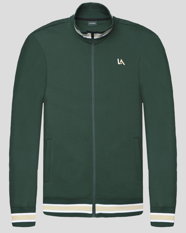 ТЪМНОЗЕЛЕН СУИТШЪРТ С КОНТРАСТНА ДЕСЕНАЦИЯ И ГУМИРАНО ЛОГО