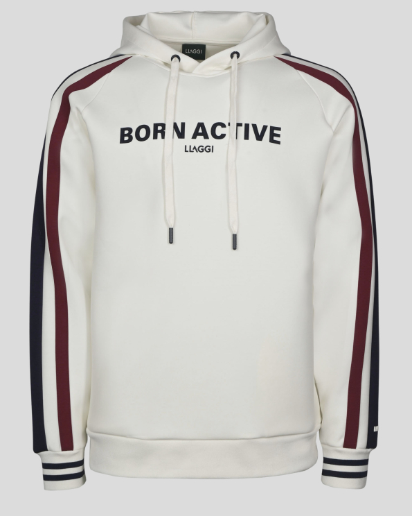 БЯЛ СУИТШЪРТ ТИП ХУДИ С КАЧУЛКА И НАДПИС ПРИНТ