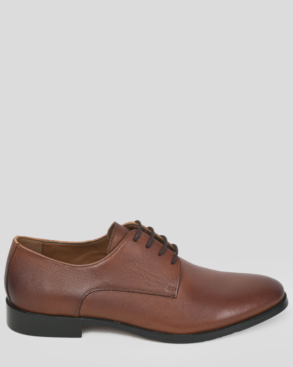 КАФЯВИ КЛАСИЧЕСКИ ОБУВКИ ТИП ДЕРБИ СЪС САТЕНИРАН ЕФЕКТ