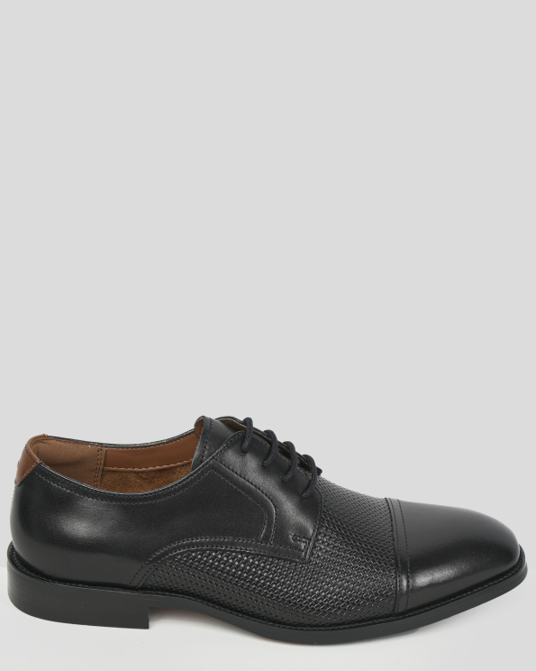 ЧЕРНИ КЛАСИЧЕСКИ ОБУВКИ ОТ ГЛАДКА И ПЛЕТЕНА КОЖА 