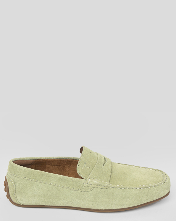 ЗЕЛЕНИ МОКАСИНИ С РЕЛЕФНО ЛОГО ОТ ЕСТЕСТВЕН ВЕЛУР