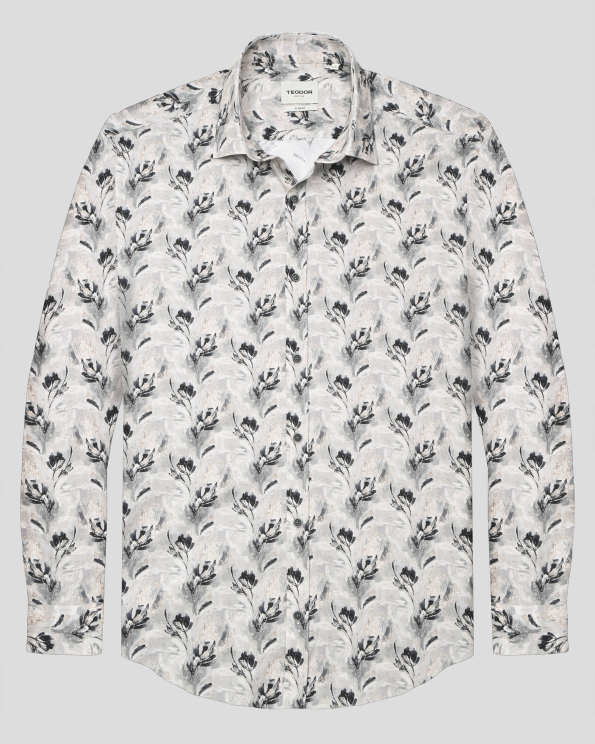 МНОГОЦВЕТНА ПАМУЧНА РИЗА С КОНТРАСТЕН ФЛОРАЛЕН ПРИНТ