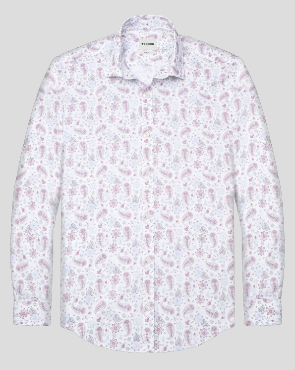 БЯЛА РИЗА С ПЕЙСЛИ МОТИВИ В РОЗОВО ВТАЛЕН СИЛУЕТ