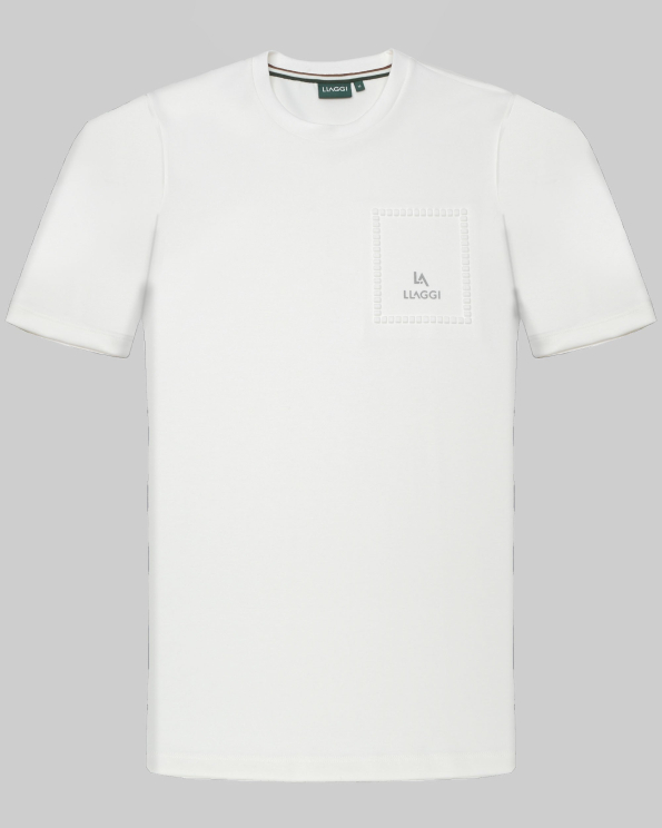 БЯЛА ТЕНИСКА ОТ ВИСКОЗА С ЕЛАСТАН И СВЕТЛООТРАЗИТЕЛЕН ПРИНТ 