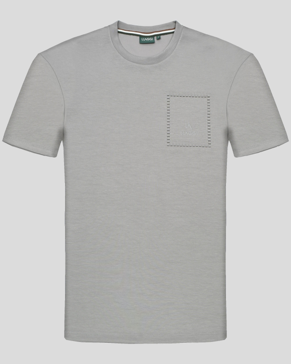 СИВА ТЕНИСКА С РЕЛЕФЕН ЕЛЕМЕНТ И СВЕТЛООТРАЗИТЕЛНО ЛОГО