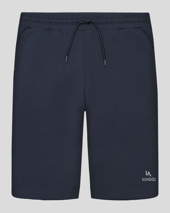 ТЪМНОСИНИ СПОРТНИ БЕРМУДИ С РЕГУЛИРАЩИ ВРЪЗКИ И СВЕТЛООТРАЗИТЕЛНО ЛОГО