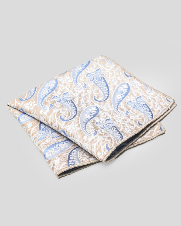 БЕЖОВА КЪРПИЧКА ЗА САКО С ФЛОРАЛЕН ДЕСЕН В СВЕТЛОСИНЬО