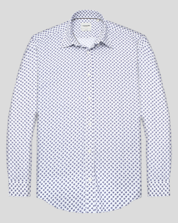 БЯЛА РИЗА ОТ ПАМУЧЕН ГАБАРДИН ВТАЛЕН СИЛУЕТ