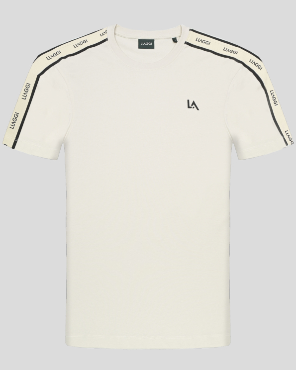 БЕЖОВА ТЕНИСКА ОТ ПАМУК С ЛАСТИЧНА ТЕНИСКА И ЛОГО ПРИНТ