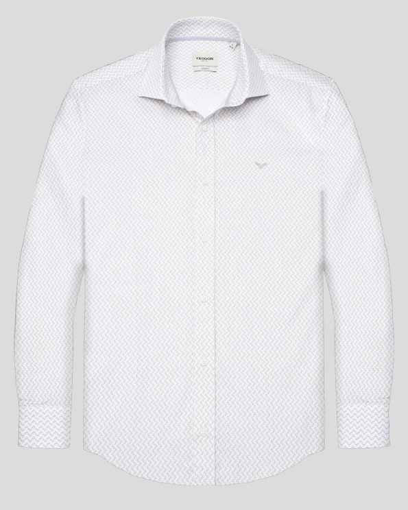 БЯЛА РИЗА ОТ 100% ПАМУК С КОНТРАСТЕН ПРИНТ