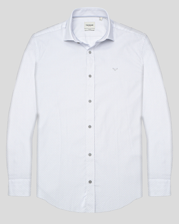 СВЕТЛОСИВА СТРУКТУРНА РИЗА В СИТЕН ПРИНТ ВТАЛЕН СИЛУЕТ