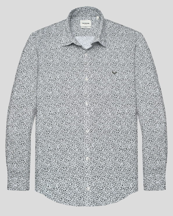 БЯЛА РИЗА ОТ 100% ПАМУК С НАВИВАЩИ РЪКАВИ ВТАЛЕН СИЛУЕТ