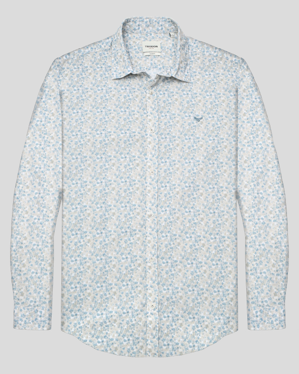 БЕЖОВА РИЗА С ФЛОРАЛЕН ДЕСЕН ВТАЛЕН СИЛУЕТ