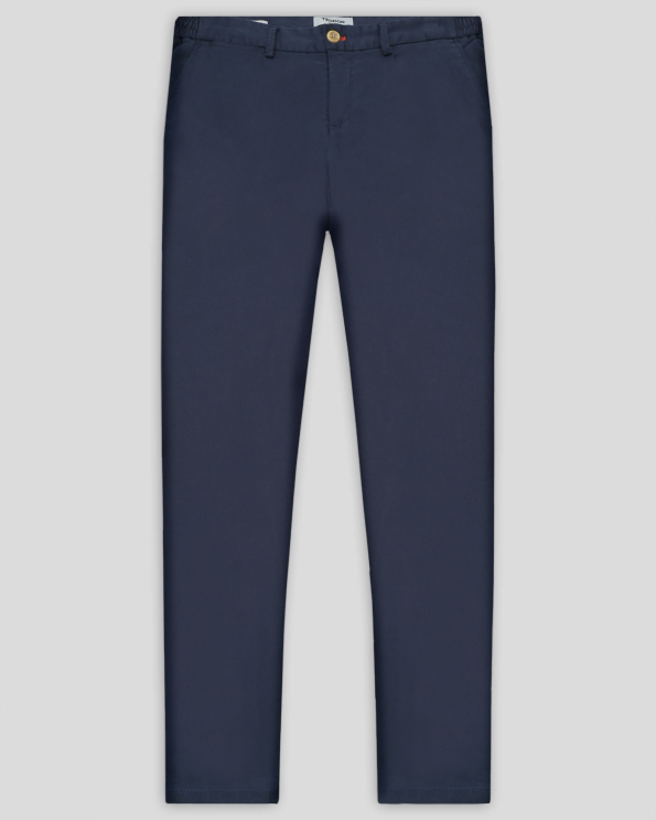 ТЪМНОСИН ЧИНО ПАНТАЛОН С ФИНА СТРУКТУРА ОТ ТЕНСЕЛ И ПАМУК