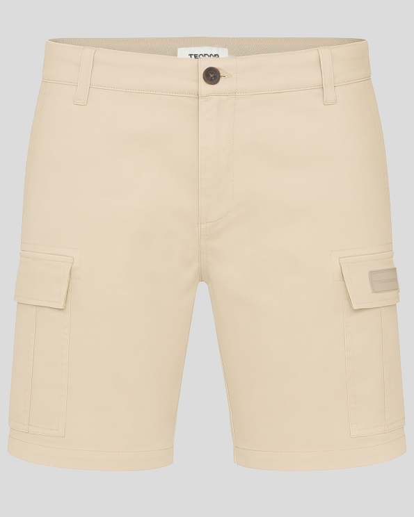 БЕЖОВИ БЕРМУДИ ОТ ПАМУЧЕН ГАБАРДИН ТИП КАРГО С ИТАЛИАНСКИ ДЖОБ 