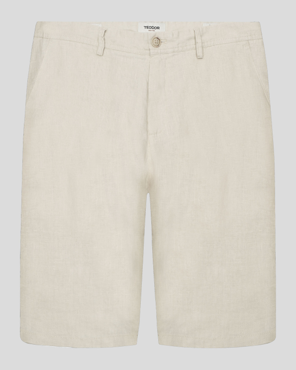 БЕЖОВИ ЛЕНЕНИ БЕРМУДИ С ИТАЛИАНСКИ ДЖОБ И ЛОГО АКСЕСОАР