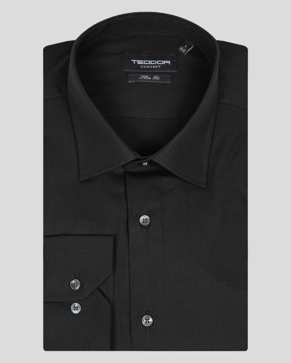 КЛАСИЧЕСКА РИЗА ОТ ПОПЛИН В ЧЕРНО