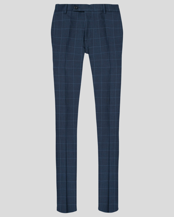 ТЪМНО СИН КАРИРАН ПАНТАЛОН ВТАЛЕН СИЛУЕТ