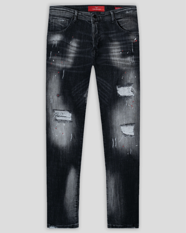 ВИНТИДЖ ДЪНКИ С ИЗТРИТ ЕФЕКТ И ДЕКОРАТИВНИ НАКЪСВАНИЯ В ЦВЯТ АНТРАЦИТ