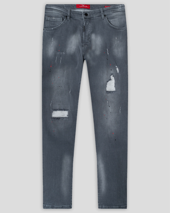 СИВИ ВИНТИДЖ ДЪНКИ ВТАЛЕН СИЛУЕТ С ДЕКОРАТИВНИ НАКЪСВАНИЯ 