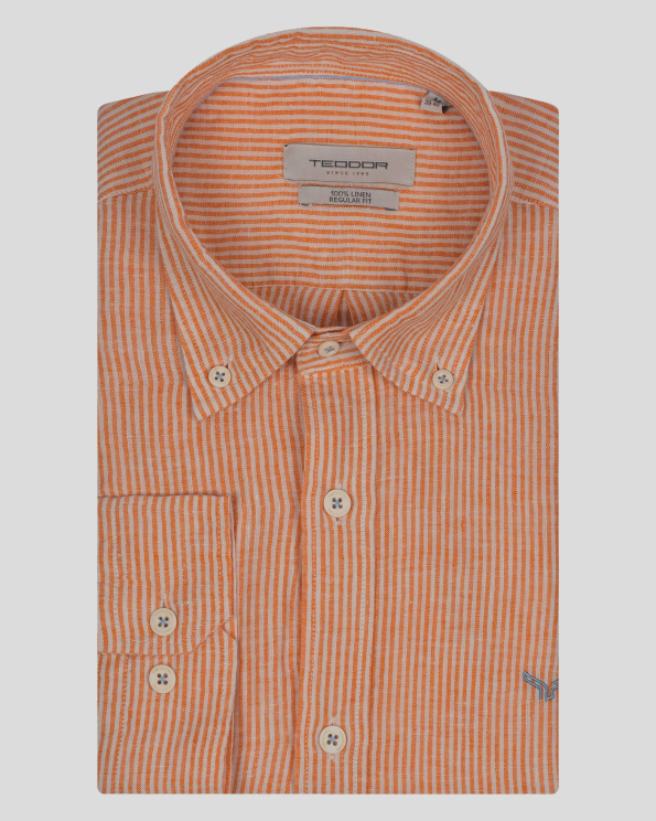 РАИРАНА РИЗА В ОРАНЖЕВО И БЯЛО С БРОДЕРИЯ ЛОГО