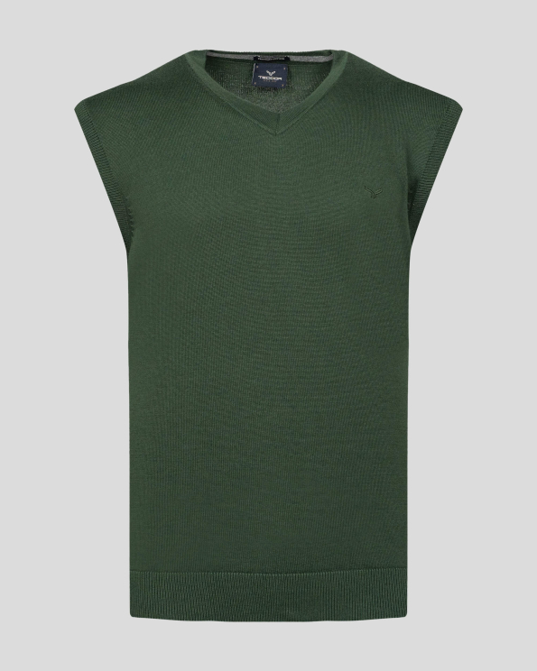 МАСЛЕНО ЗЕЛЕН ПУЛОВЕР БЕЗ РЪКАВИ ОТ PREMIUM ПАМУК