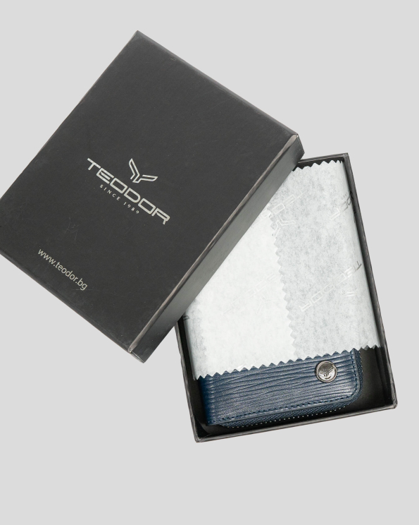 ТЪМНО СИН ПОРТФЕЙЛ С ВЪНШЕН ЦИП