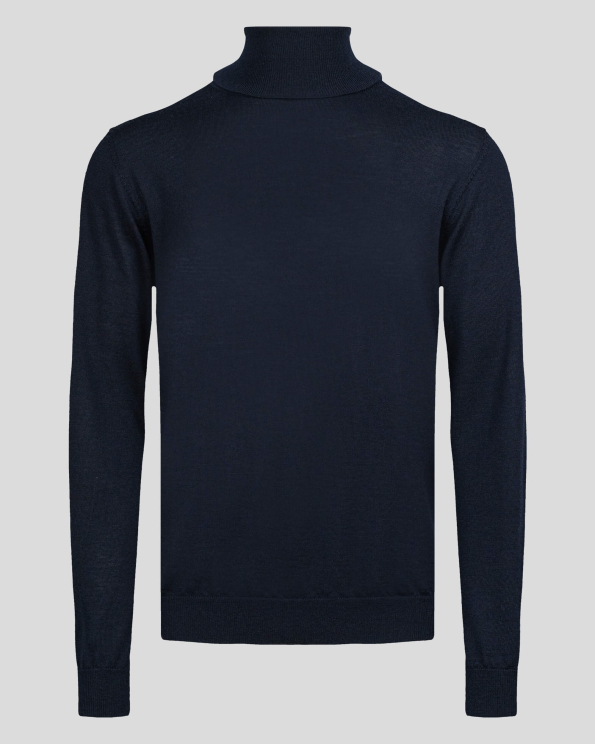 ТЪМНО СИНЬО ПОЛО ОТ 100%  ЕКСТРАФИНА МЕРИНОСОВА ВЪЛНА "ZEGNA BARUFFA"