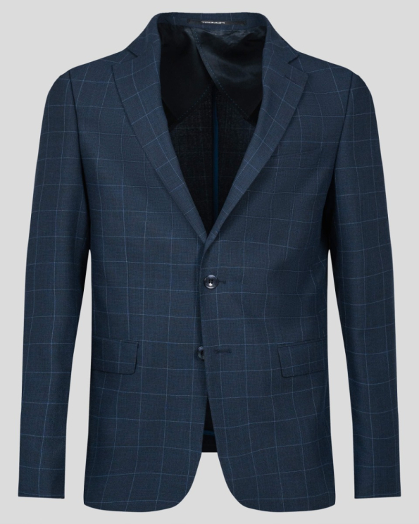 ТЪМНО СИН КАРИРАН КОСТЮМ