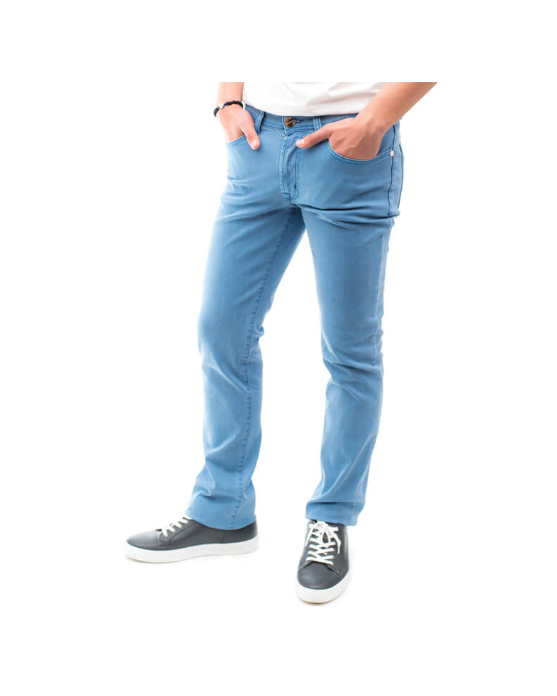 Светло син панталон с контрастни шевове 170114088025-1 01