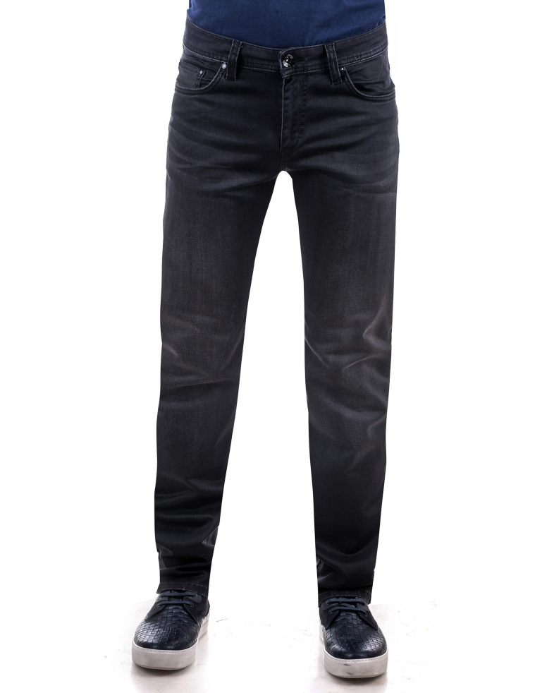 Черен панталон от плат деним 15080919-1 01