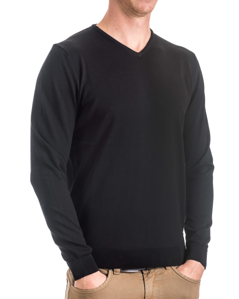 Мъжки памучен пуловер - шпиц деколте 16054325352-5 01