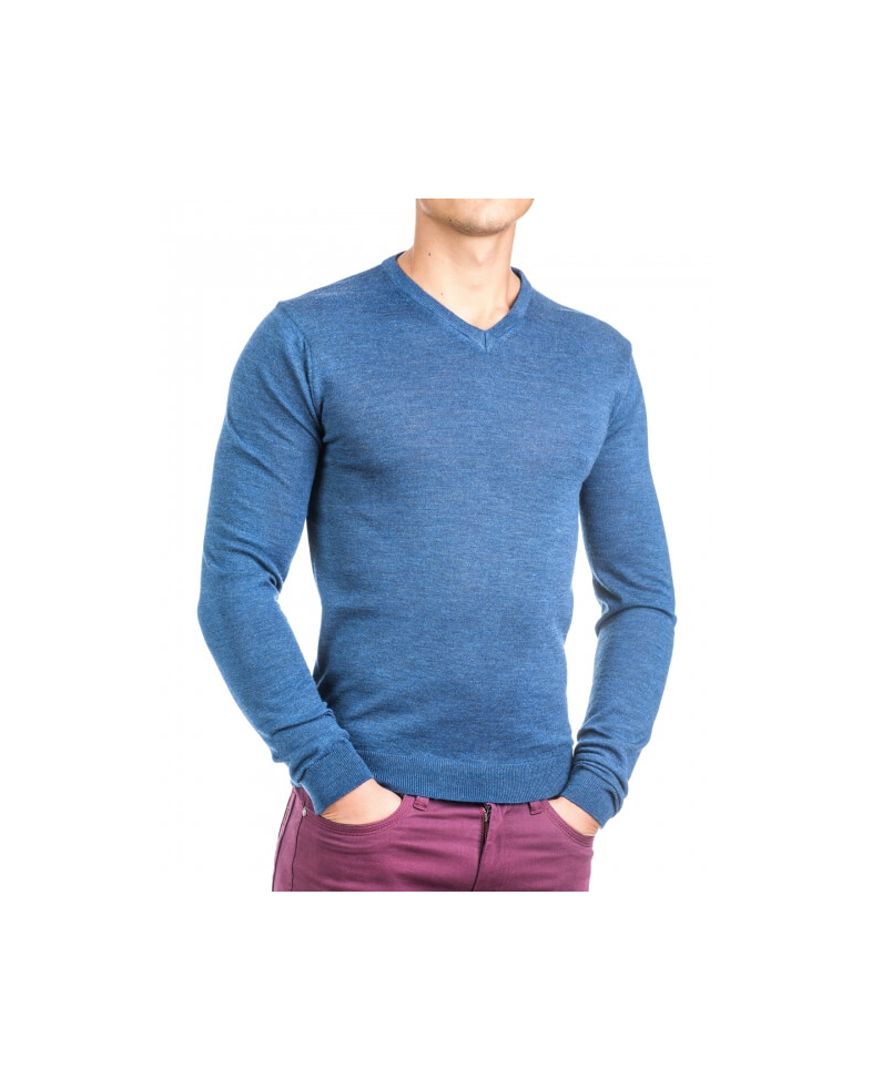 Мъжки базов пуловер от 100% вълна 17052003-8 01