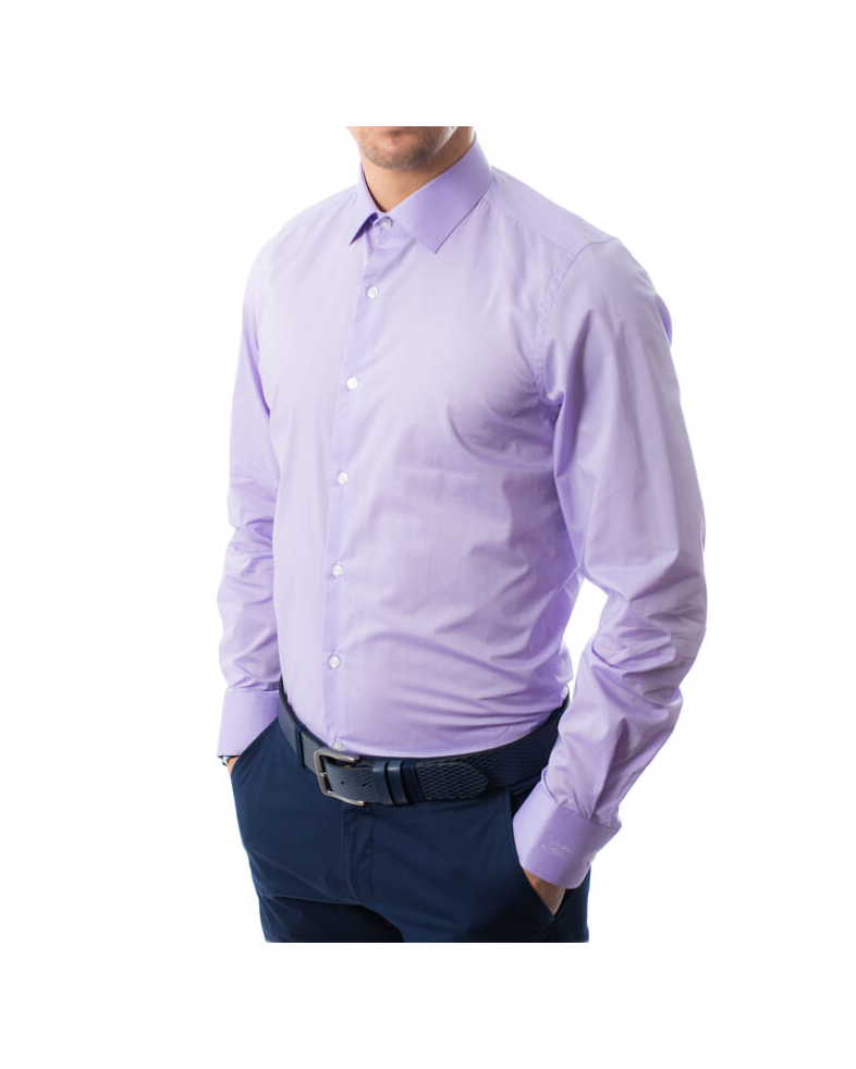Вталена риза от памук сатен в лилаво 170107044208-8 01