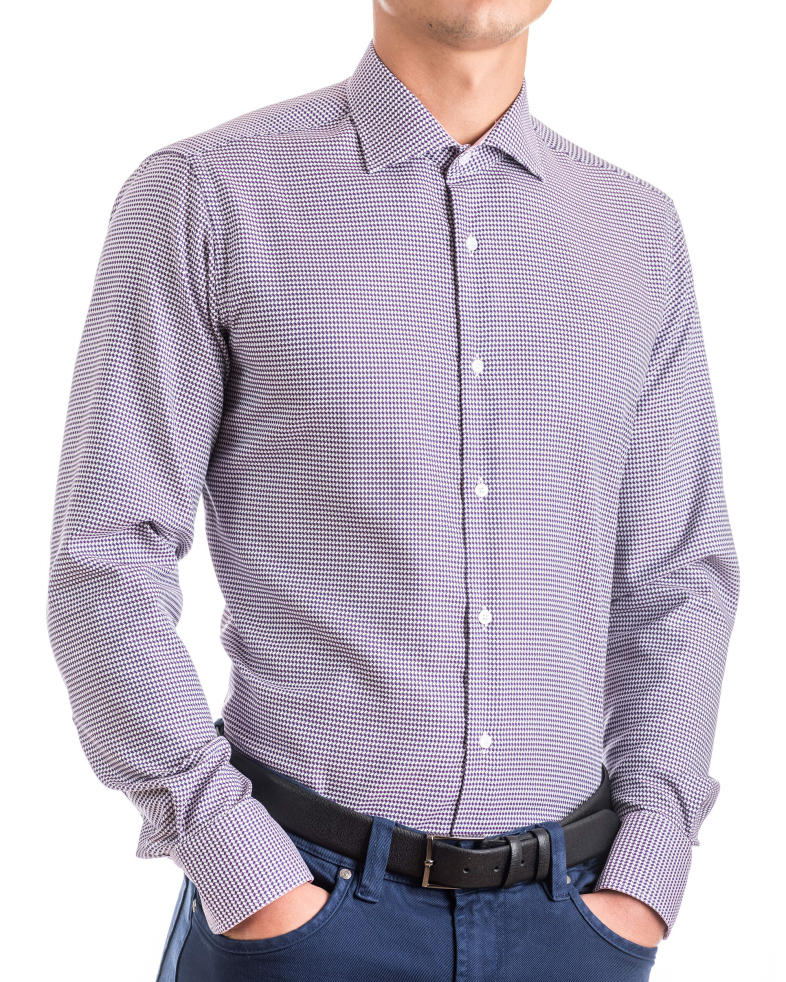Мъжка памучна риза от структурен плат 160422459-2 01