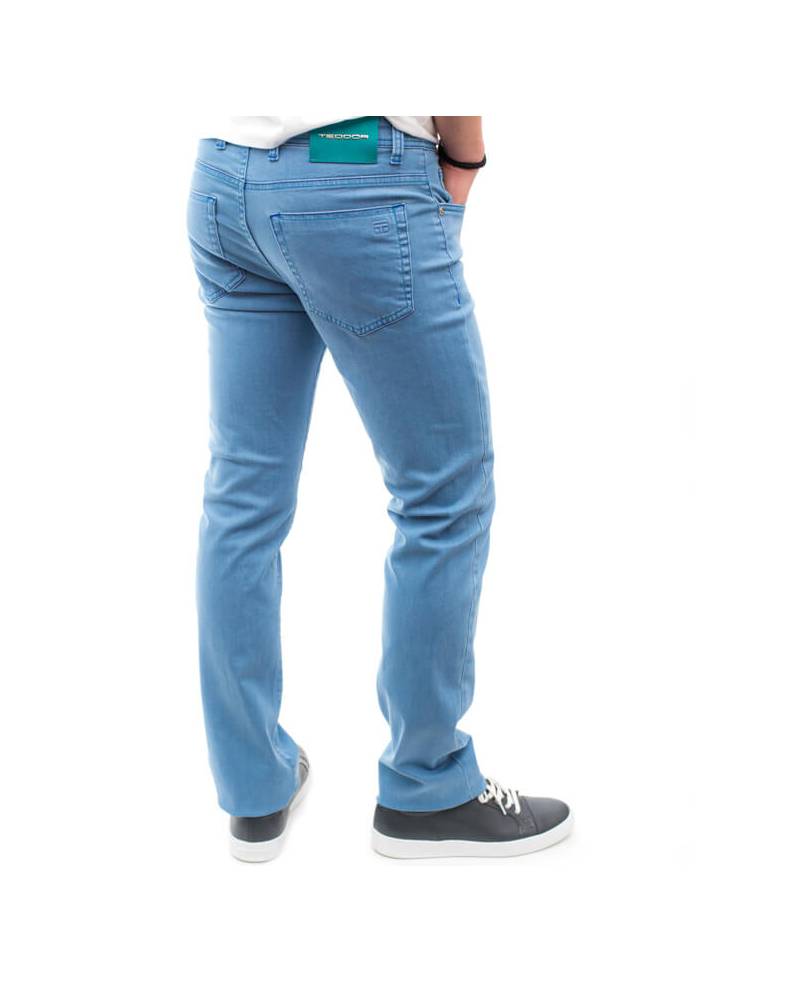 Светло син панталон с контрастни шевове 170114088025-1 02