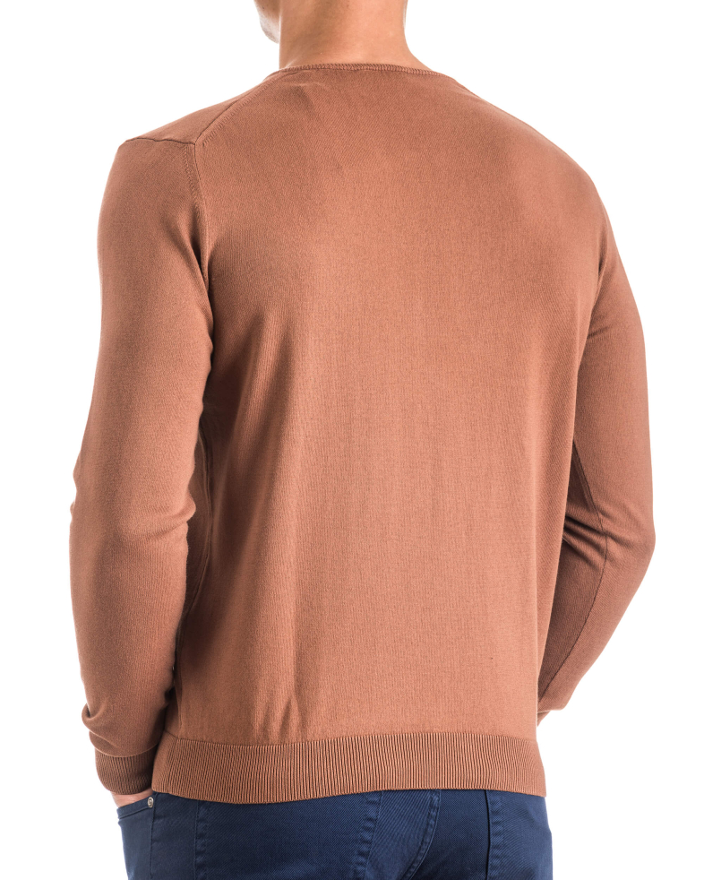 Мъжки памучен пуловер - шпиц деколте 16054325352-2 02