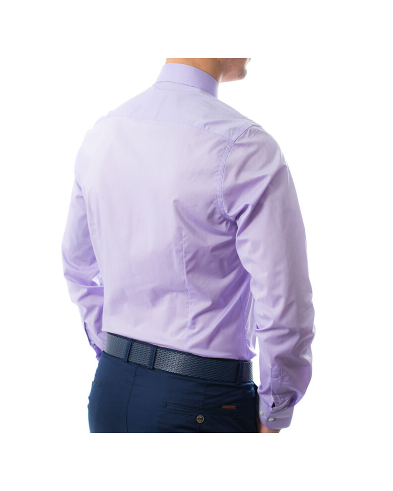 Вталена риза от памук сатен в лилаво 170107044208-8 02