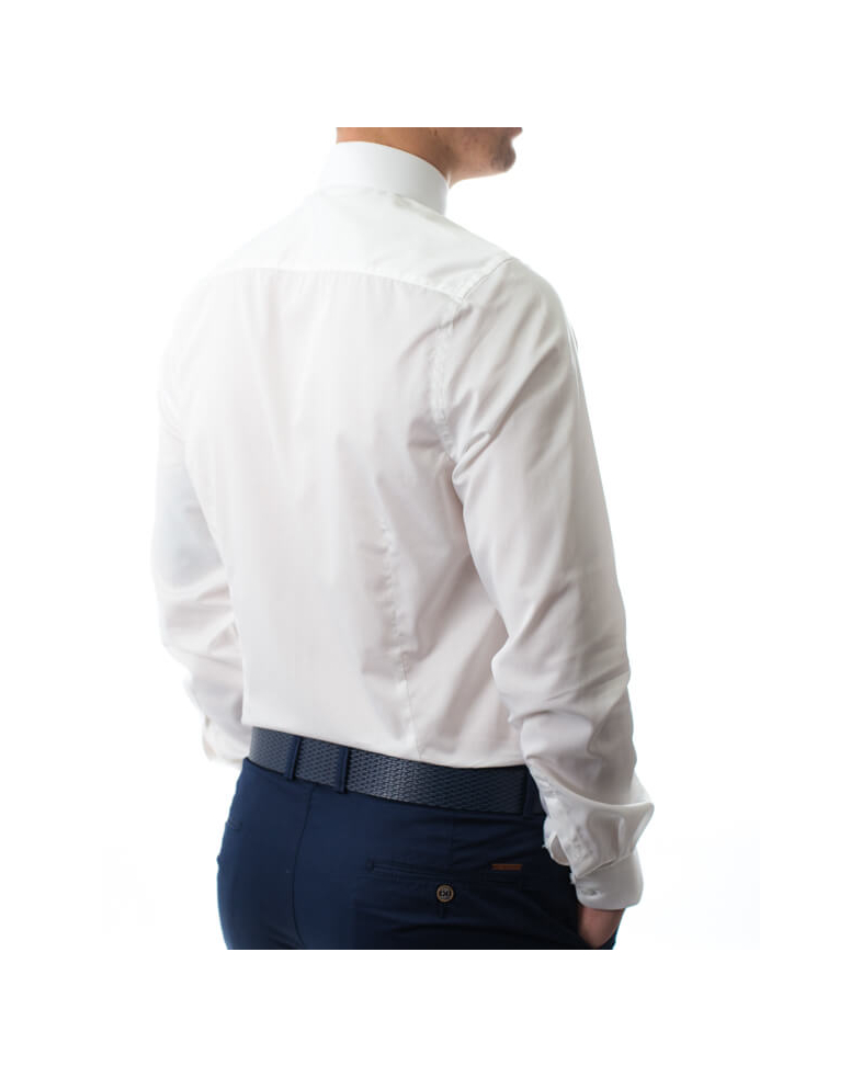 Вталена риза от памук сатен в бяло 170107044208-5 03