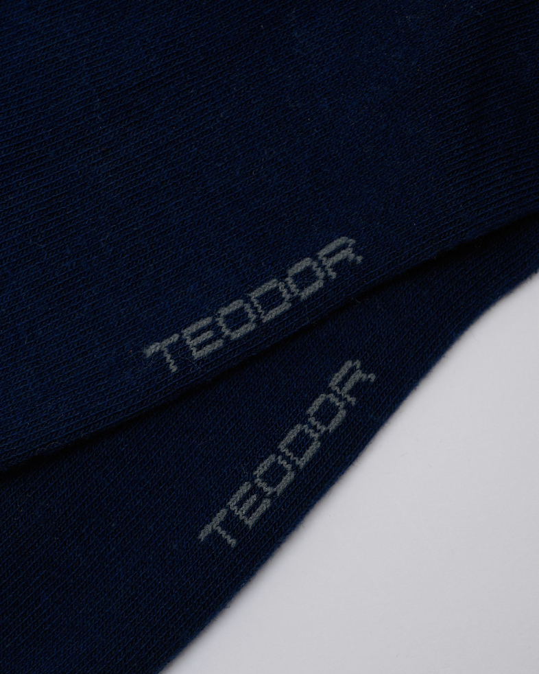 ТЪМНОСИНИ КЪСИ ЧОПРАПИ С КОНТРАСТЕН ЛОГО НАДПИС TEODOR 00133217-3 03
