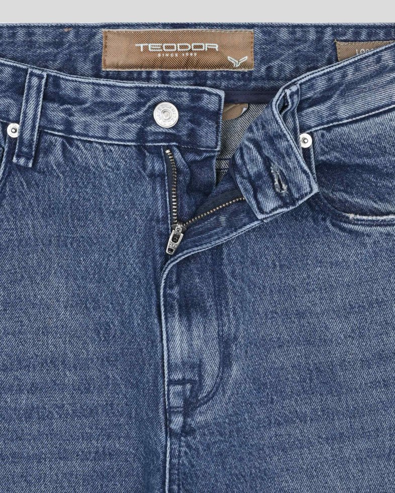 ДЕНИМ СИНИ ДЪНКИ LOOSE FIT ( ШИРОКА КРОЙКА ) С ИМИТАЦИЯ НА ЗАДЕН ДЖОБ 250115088600-1 05