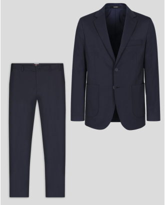 ТЪМНОСИН  КОСТЮМ ОТ ЕЛАСТИЧЕН ПЛАТ ВТАЛЕН СИЛУЕТ