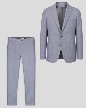 СВЕТЛОСИН МЕЛАНЖИРАН КОСТЮМ ОТ ПАМУК И ЛЕН СВОБОДЕН СИЛУЕТ